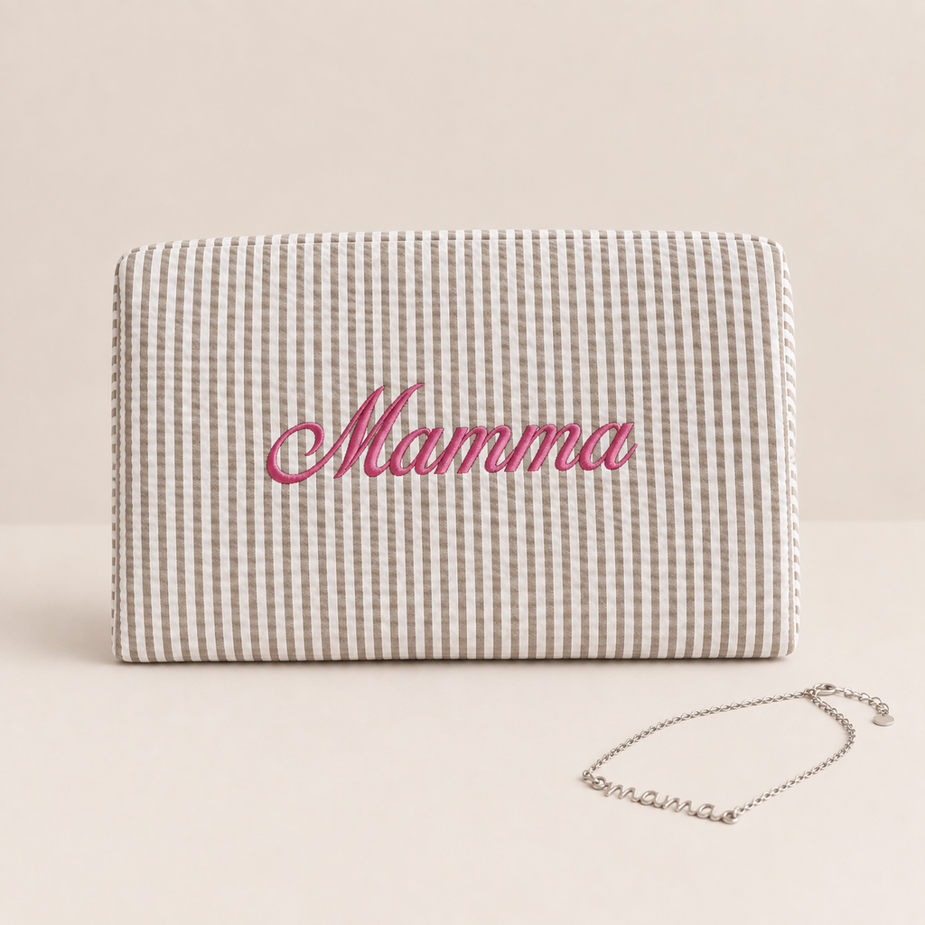 The Jolié striped toiletry bag