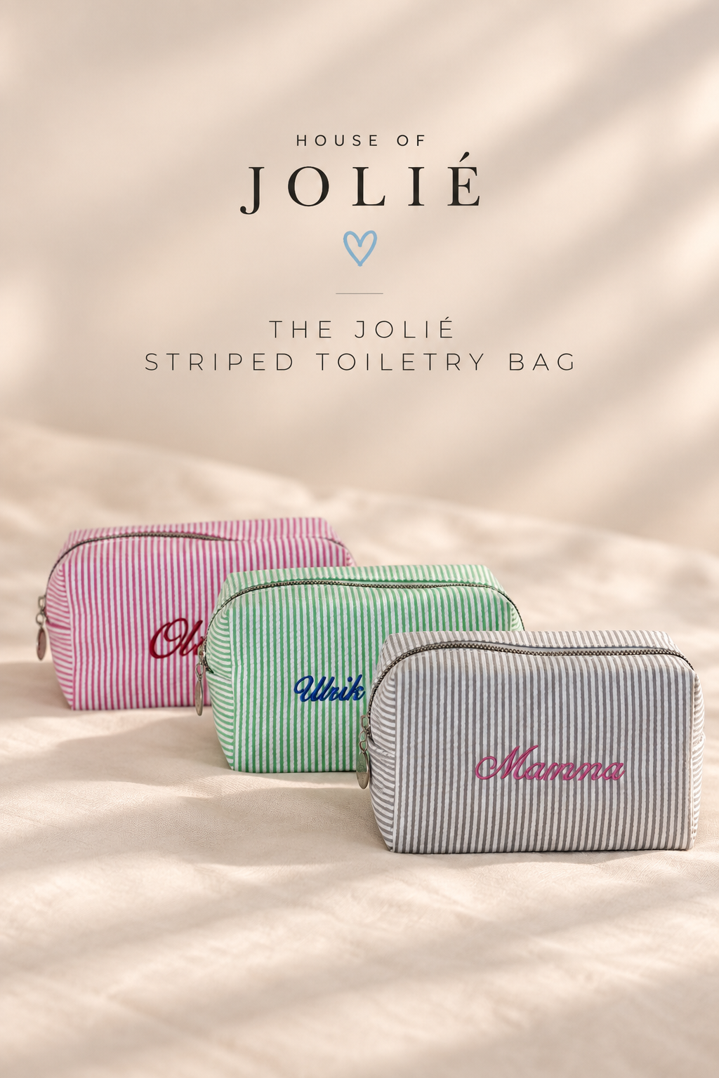 The Jolié striped toiletry bag